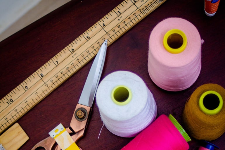 What are the safety precautions in sewing